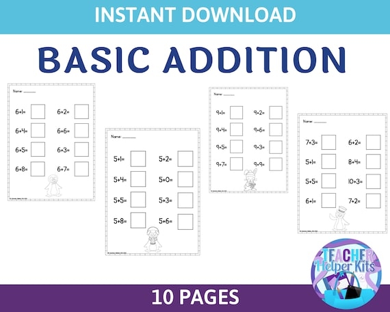 10 Basic Addition Worksheets Numbers 1 10 First Grade Worksheet 