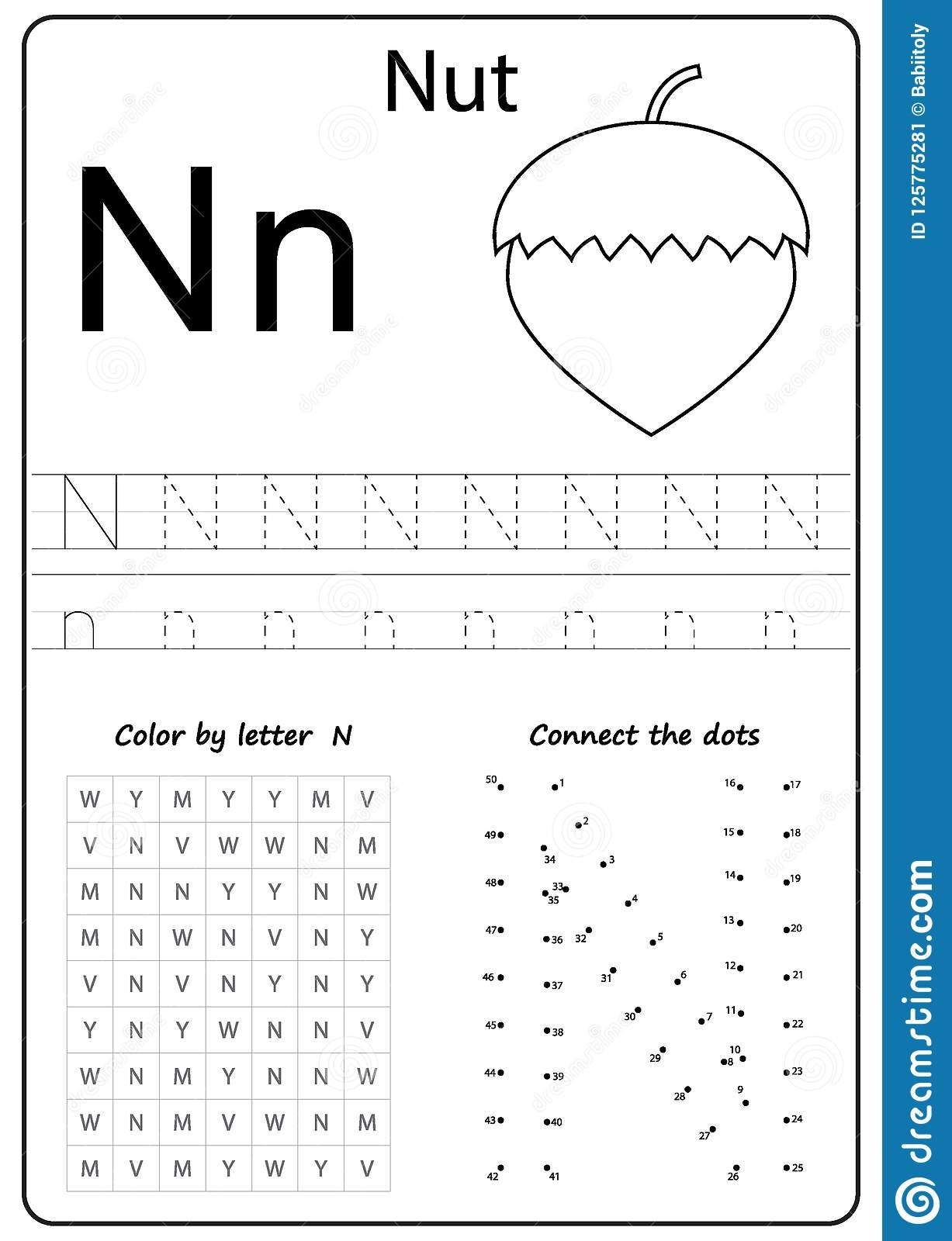letter n free worksheet for kids