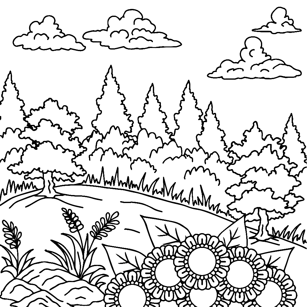 nature coloring pages printable easy