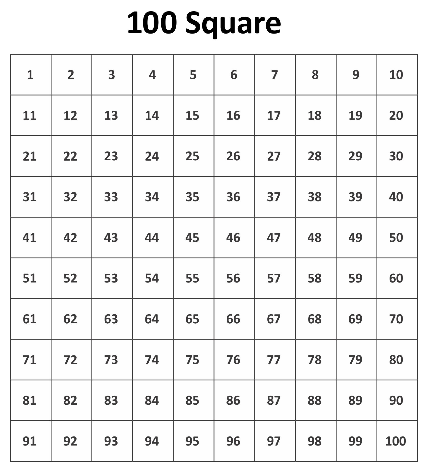 100 square grid template