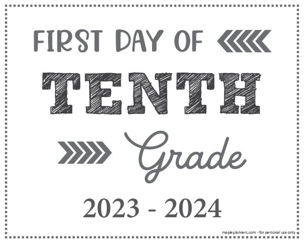 10th Grade Sign