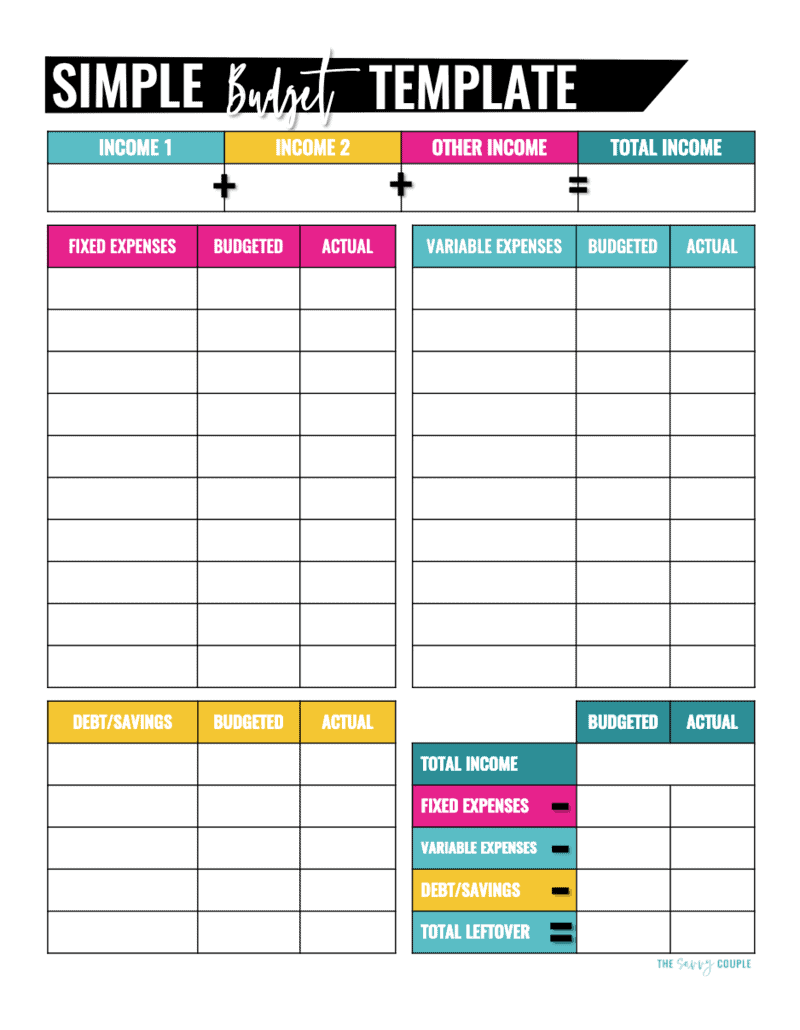 free blank budget worksheet printable