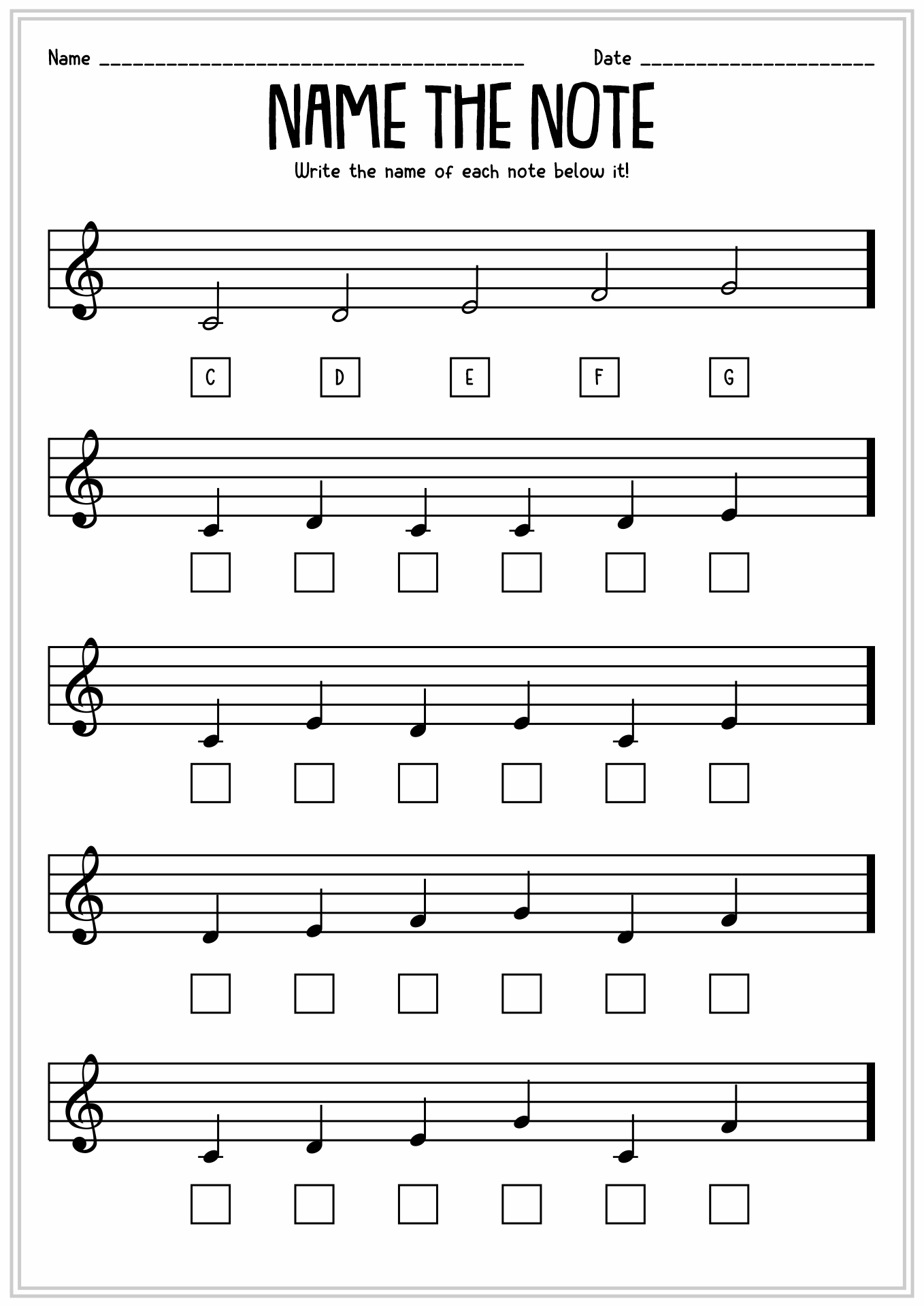 free musical worksheets for kids