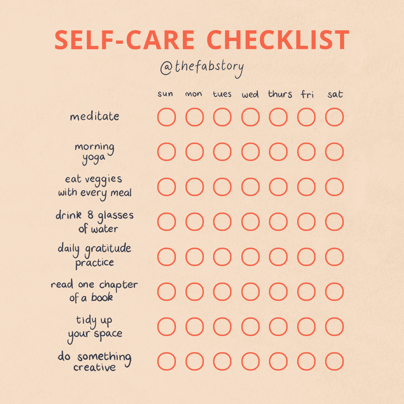 self care checklist for teens