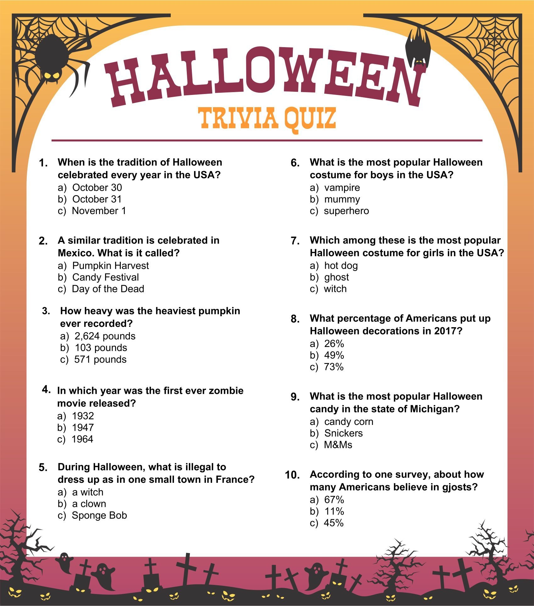 15 Best Free Printable Halloween Trivia Quizzes Artofit