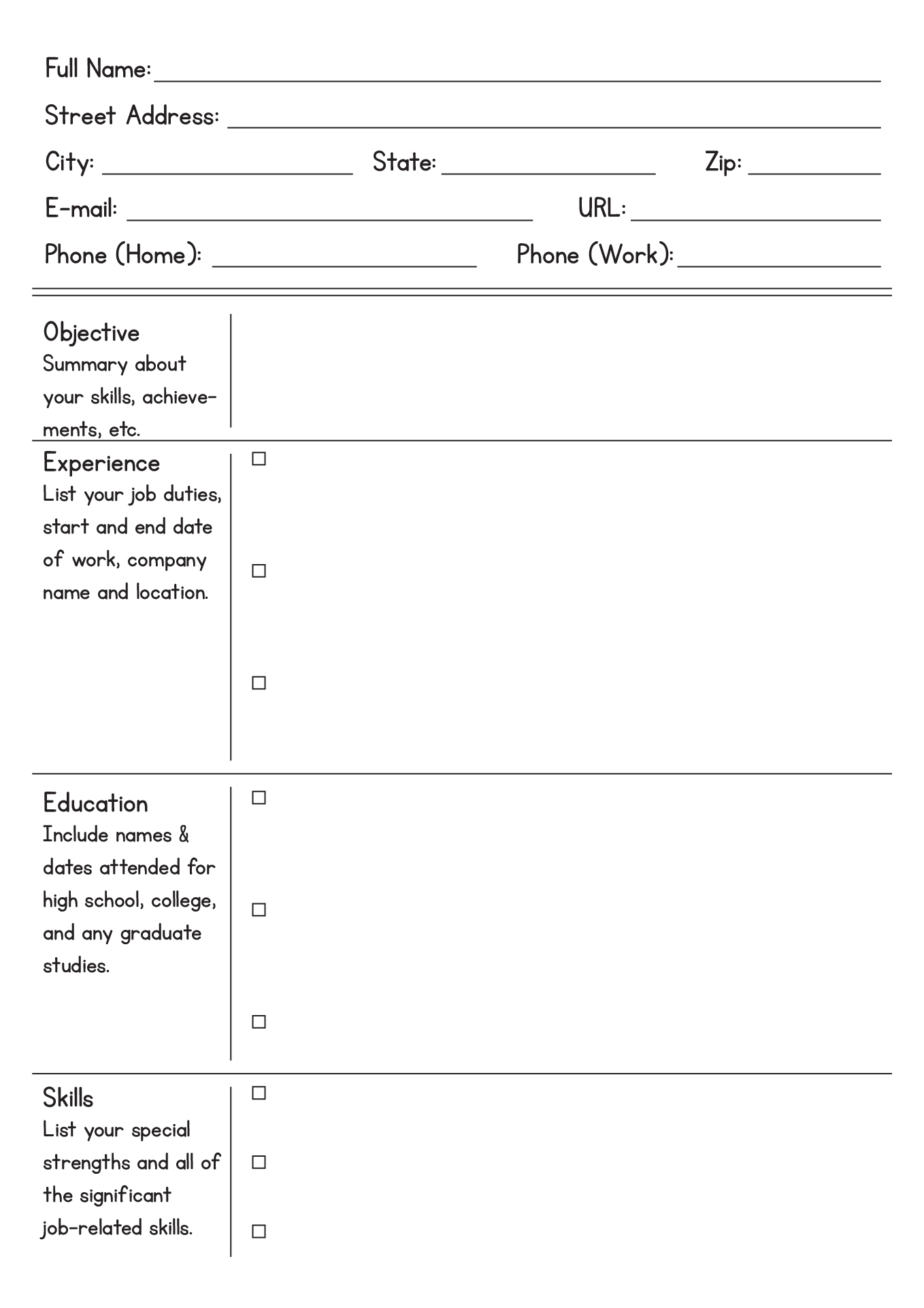 15 Blank Resume Template Worksheet Free PDF At Worksheeto