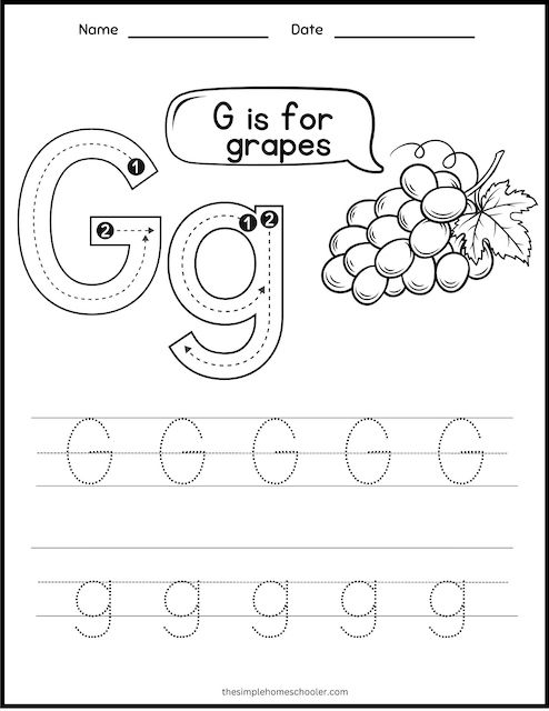 free printable g worksheets