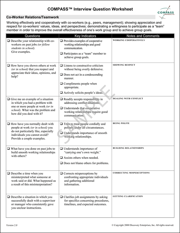 interview questions with answers sheet