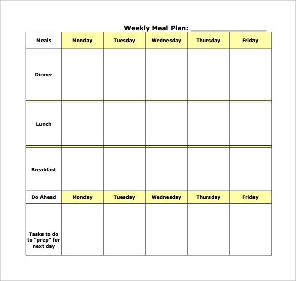 free meal planning template pdf