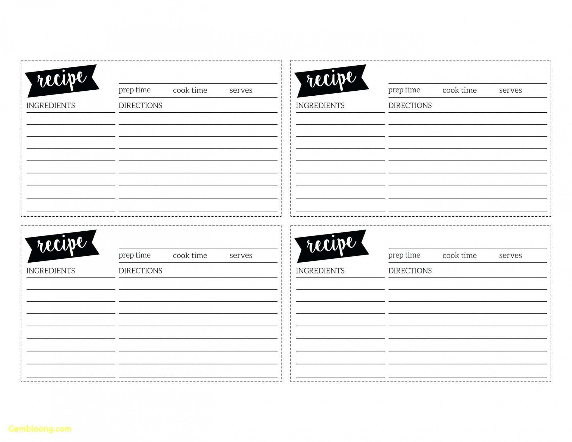 19 Free Printable Editable Recipe Card Template Free 3X5 Layouts With 