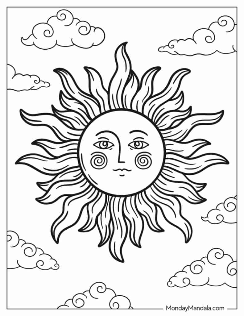 20 Sun Coloring Pages Free PDF Printables Oggsync