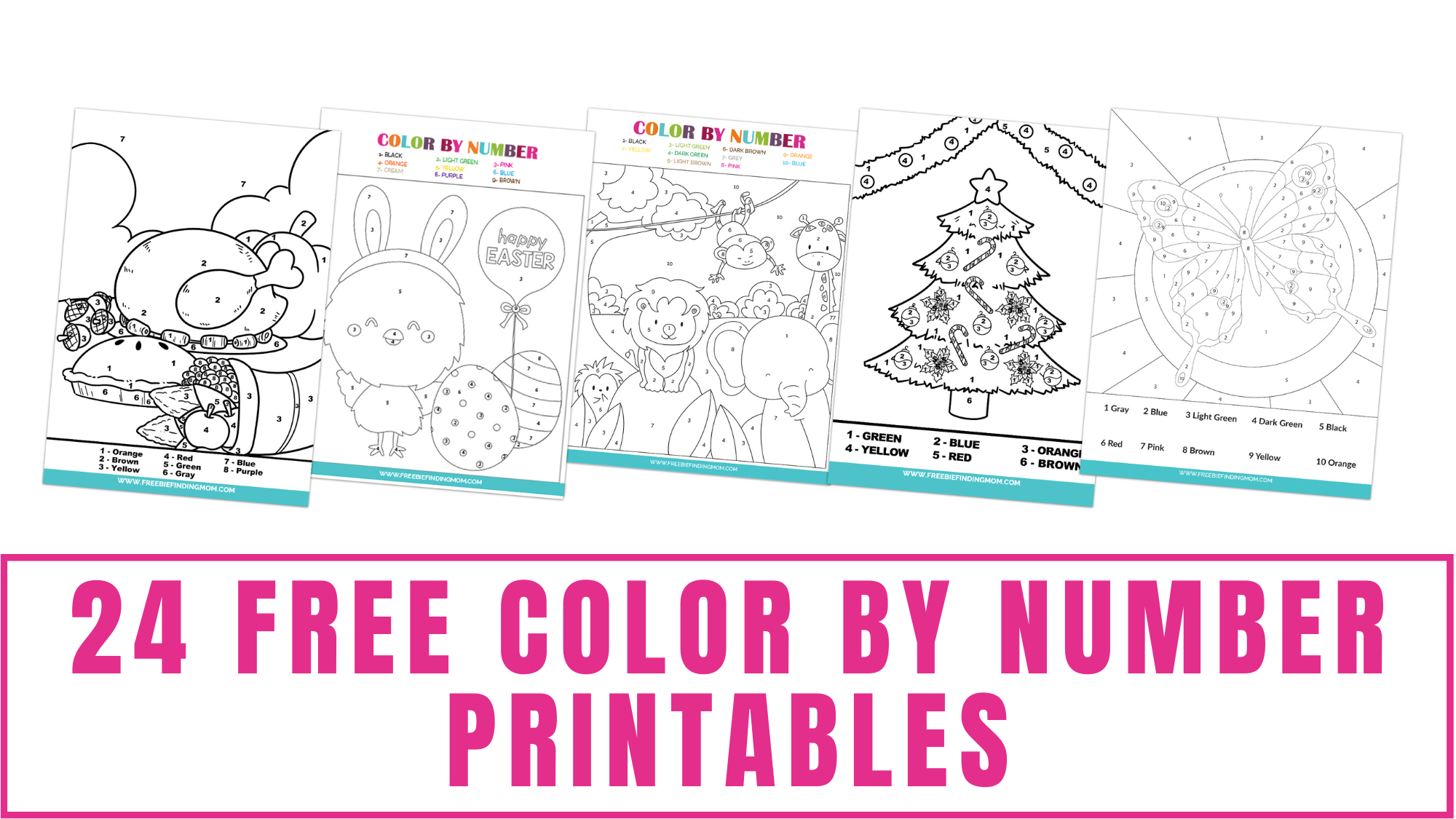 free color by number printables