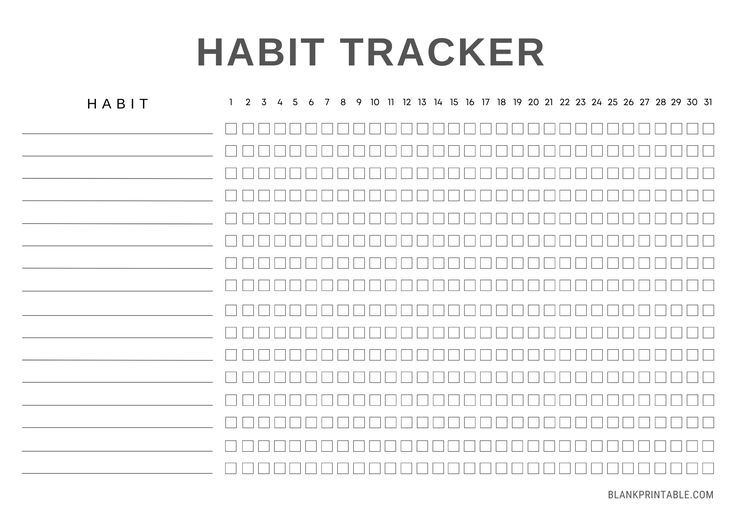 31 Day Habit Tracker Printable Template Free Monthly Habit Tracking 