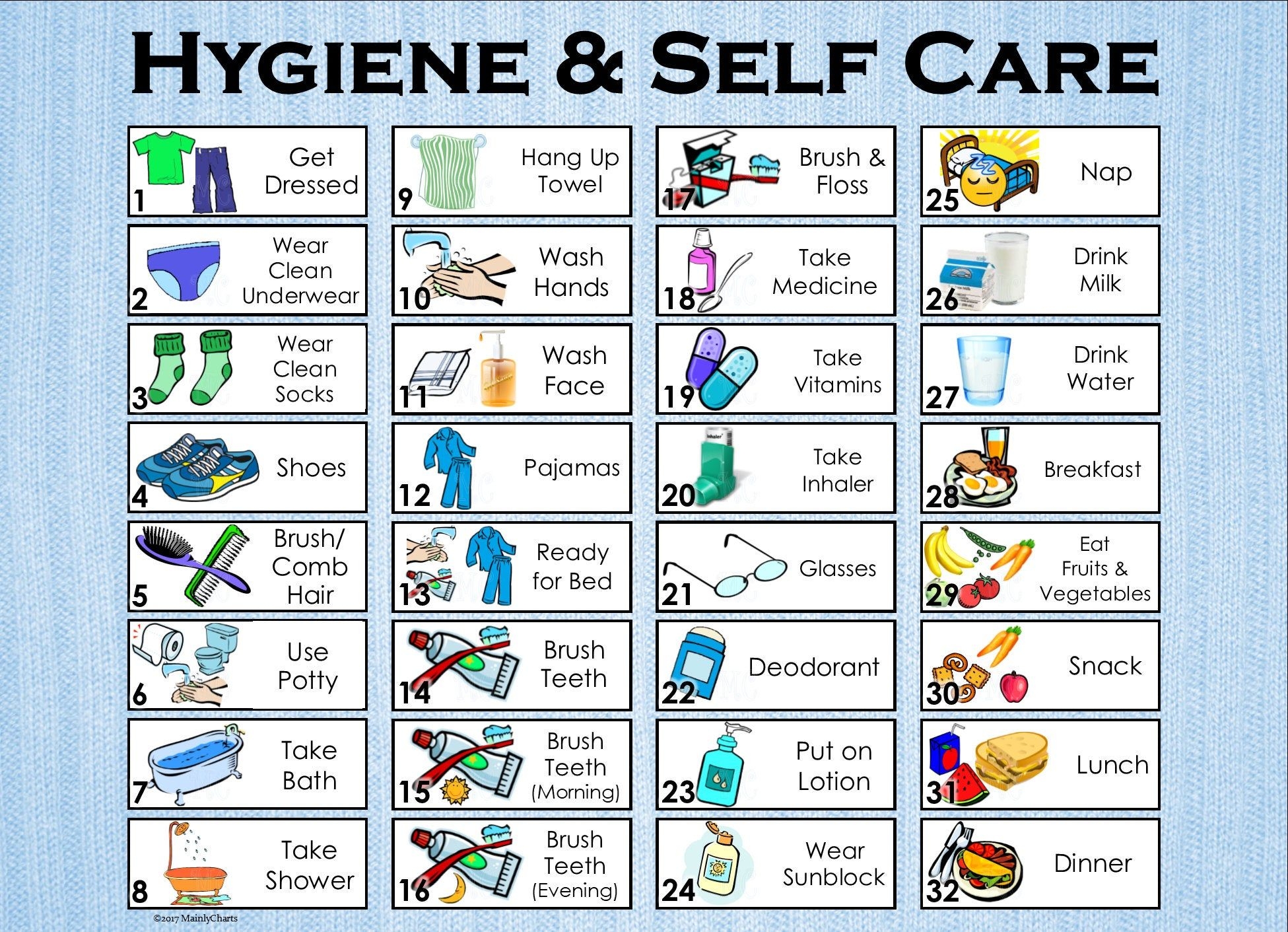 self care checklist for kids