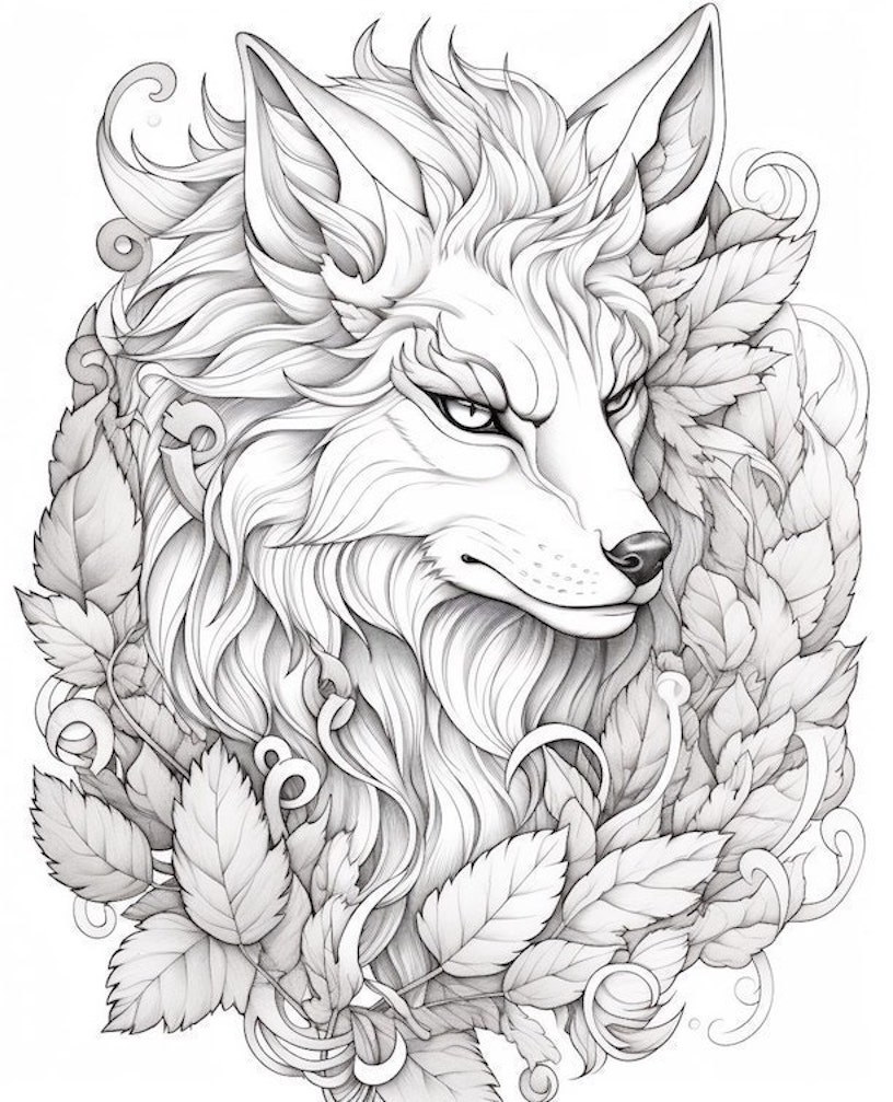 wolf coloring pages for adults