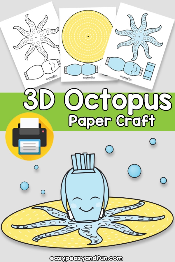 3D Paper Octopus Craft Template Easy Peasy And Fun Membership