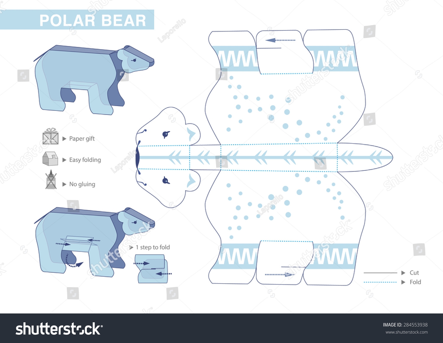 3d polar bear printable template