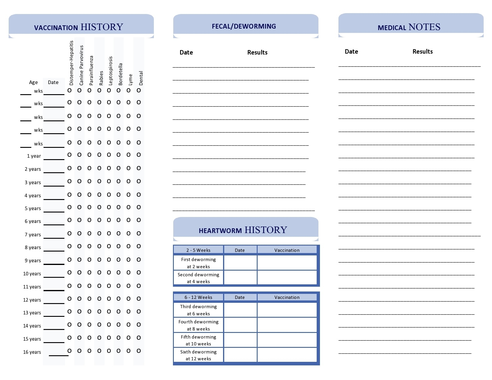 40 Printable Dog Puppy Vaccination Records TemplateArchive