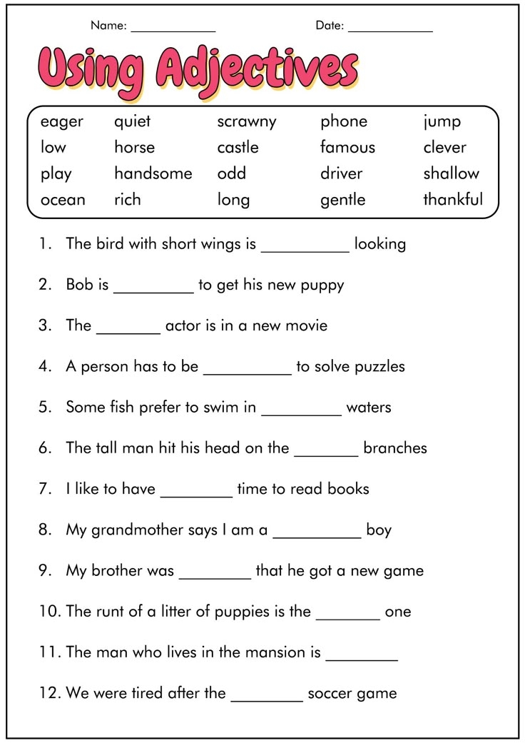 4th Grade Language Arts Worksheets Printable Exercises