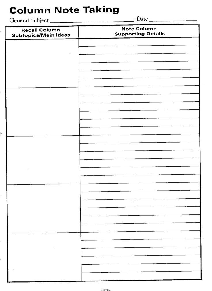 printable note taking templates