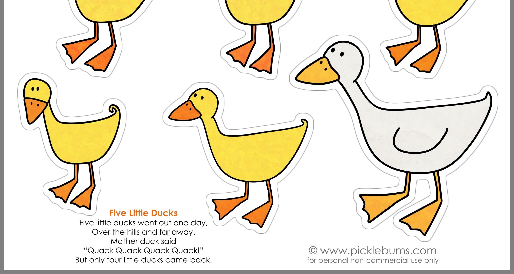 5 Little Ducks Coloring Page