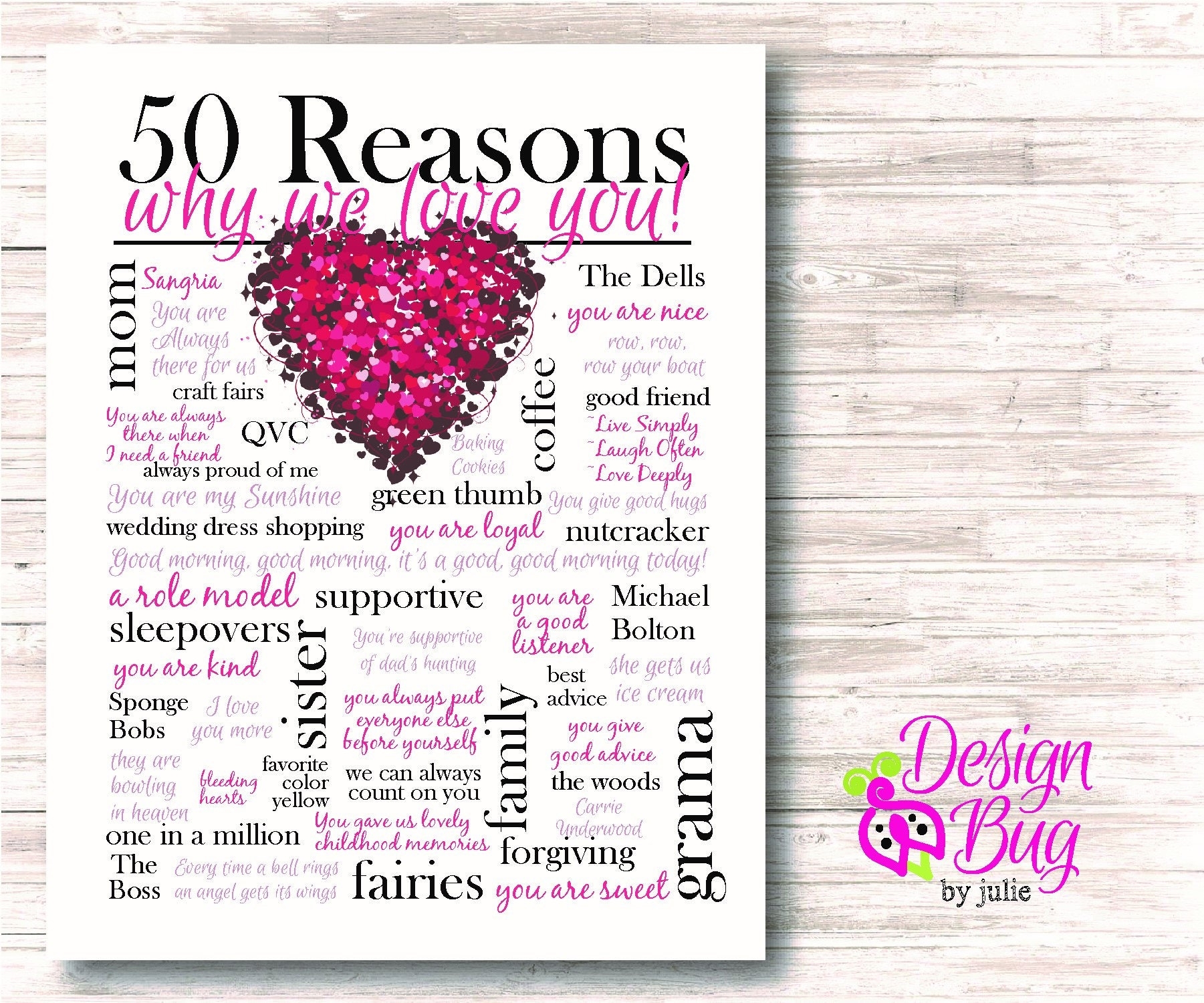 50 Reasons We Love You Poster Etsy