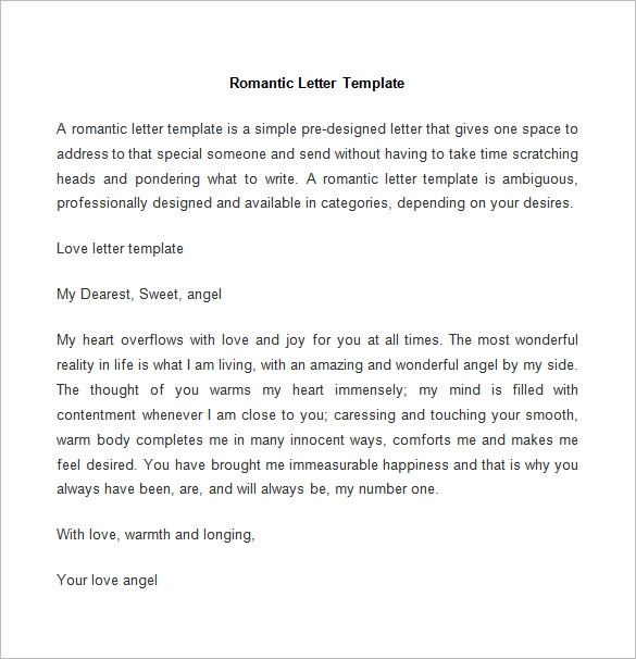 romantic love letter template
