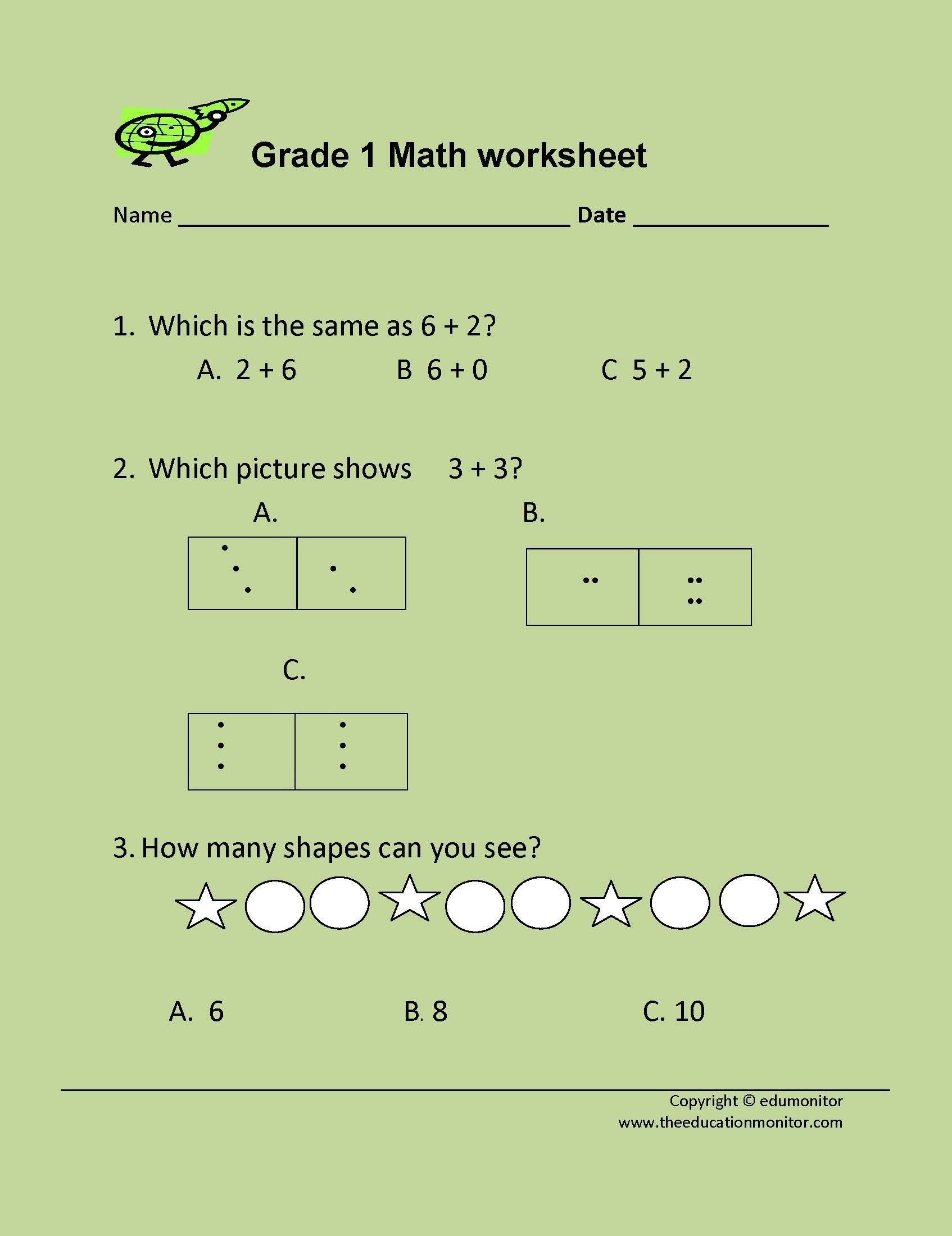 free 1st grade worksheets math