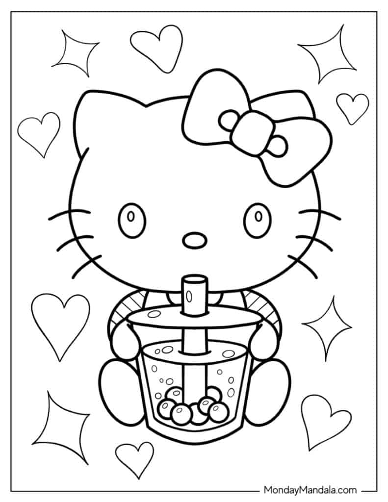 68 Hello Kitty Coloring Pages Free PDF Printables Shop happyland