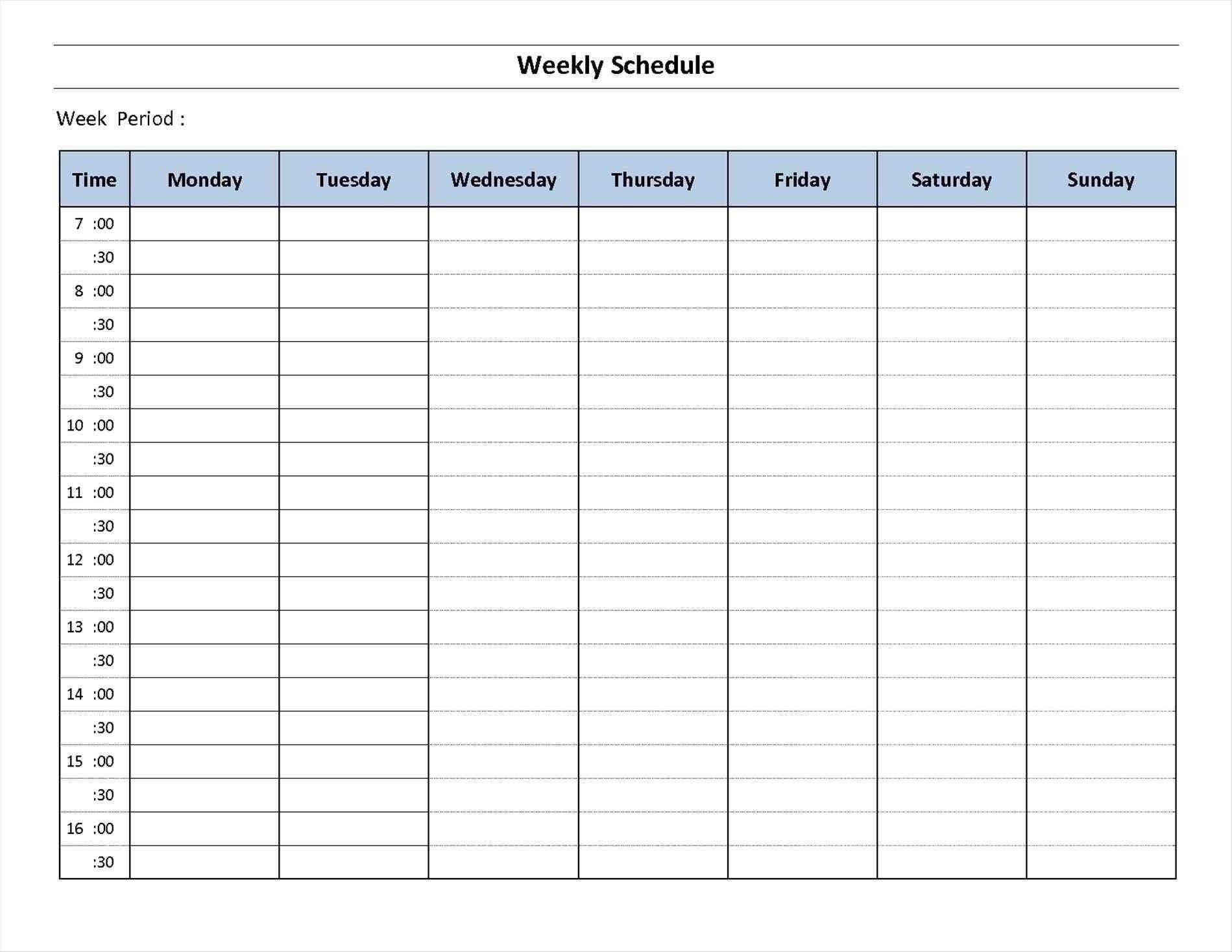 7 Day Week Printable Calendars