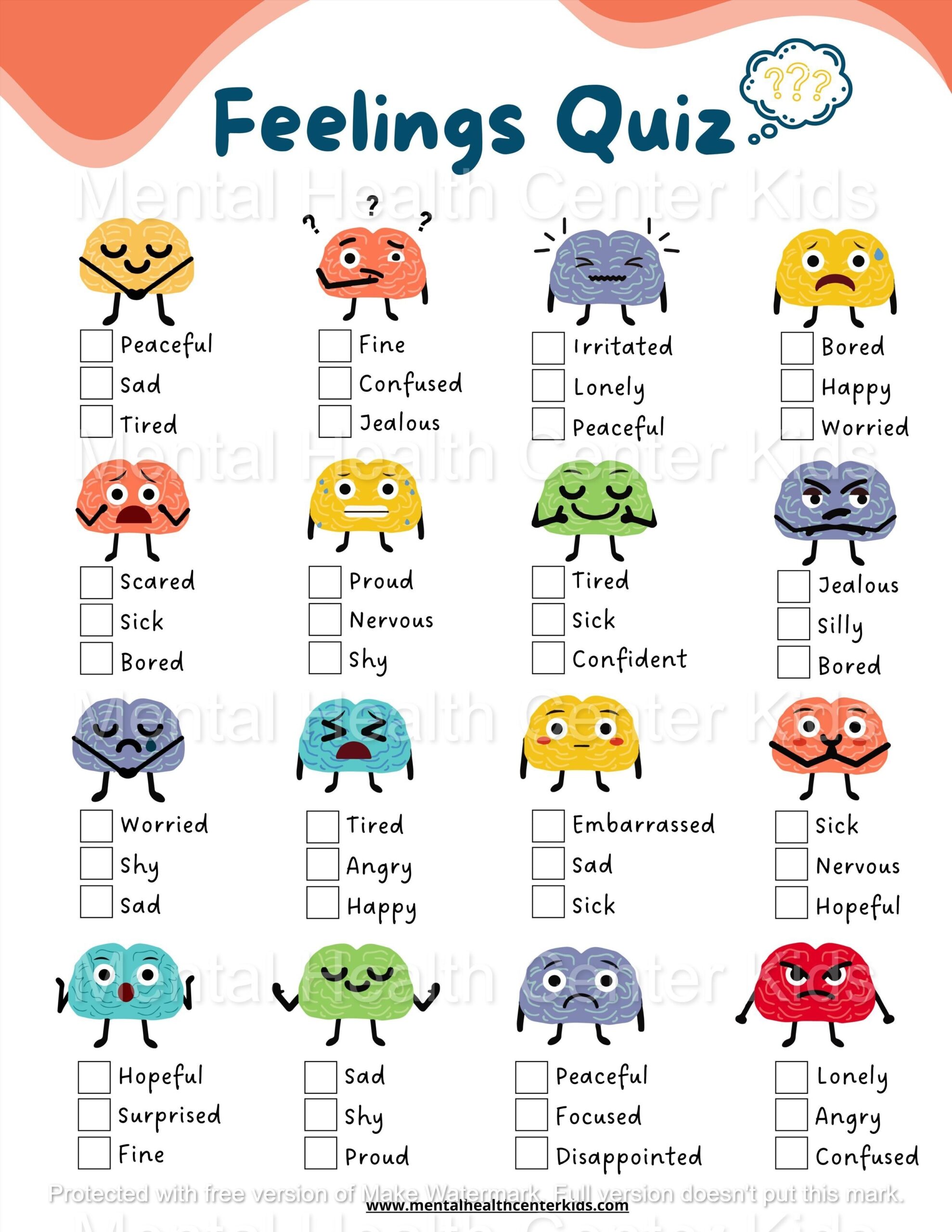 emotions worksheets for kids pdf