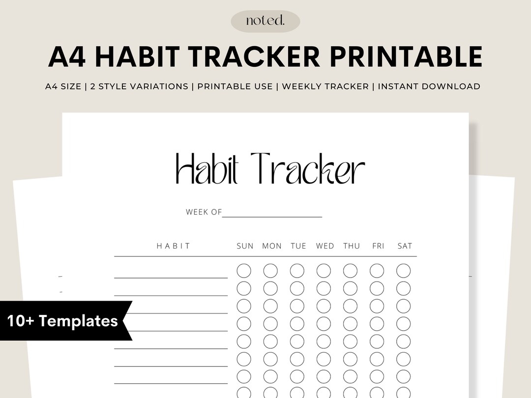 A4 Printable Habit Tracker Habit Tracker A4 Printable Insert Planner 