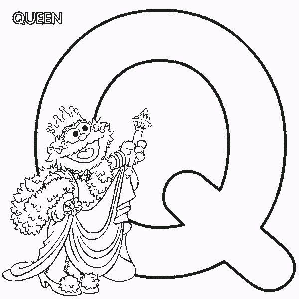 ABC Letter Q Queen Sesame Street Zoe Coloring Page
