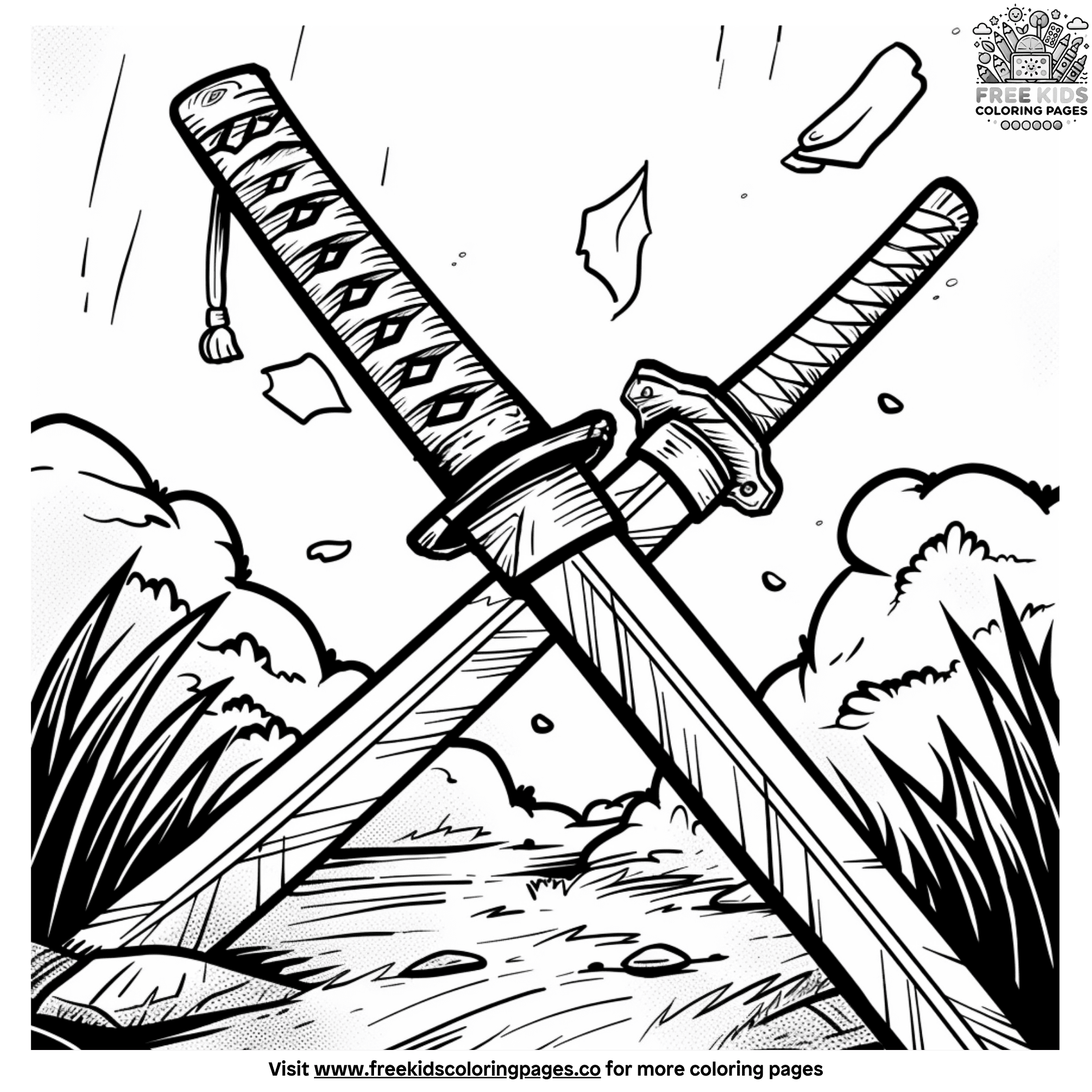 Action Packed Ninja Sword Coloring Pages