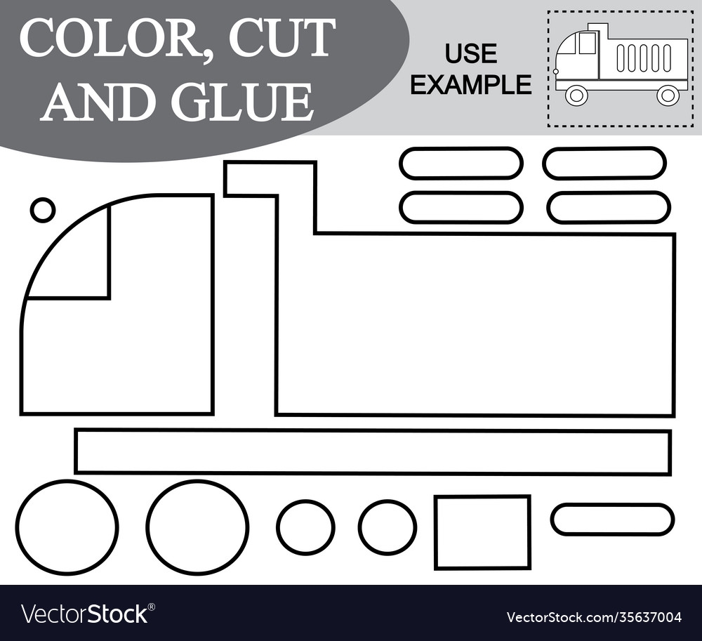 Activity For Children Color Cut And Glue Image Vector Image
