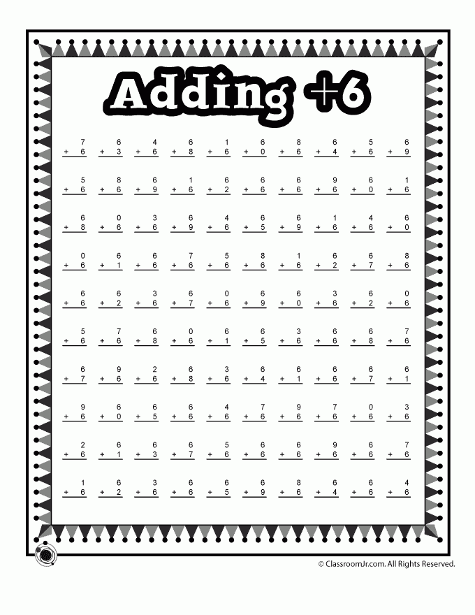 Adding 6 Math Worksheet Woo Jr Kids Activities