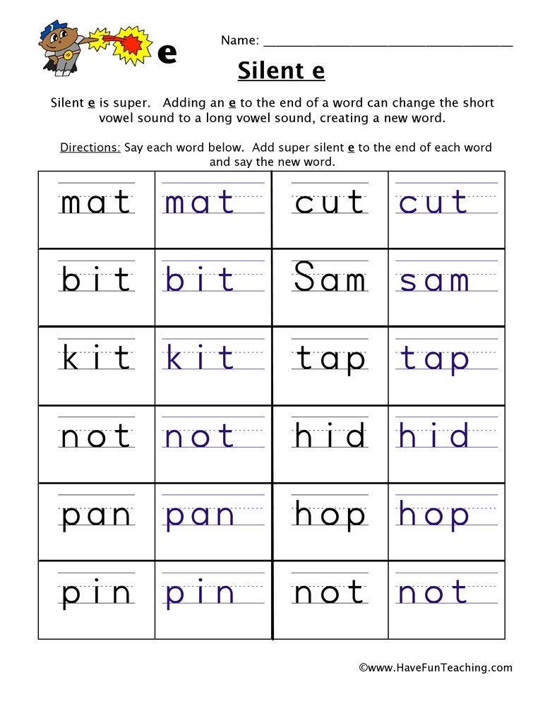 Adding Silent E Worksheet By Teach Simple
