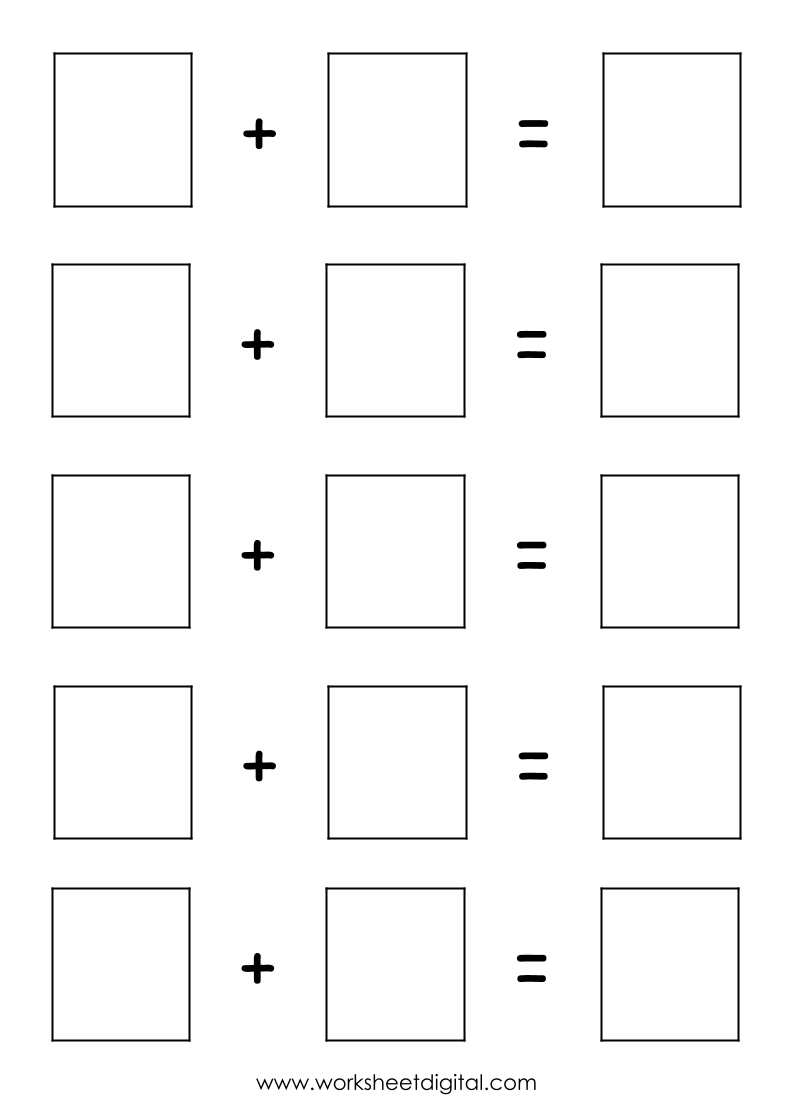 Addition Blank Template Worksheet Digital Worksheets Library