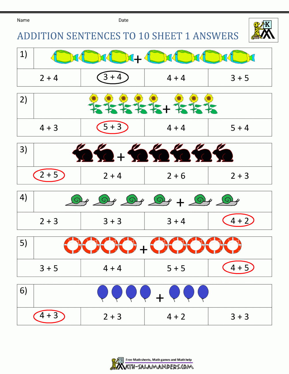 Addition Worksheets For Kindergarten Worksheets Library