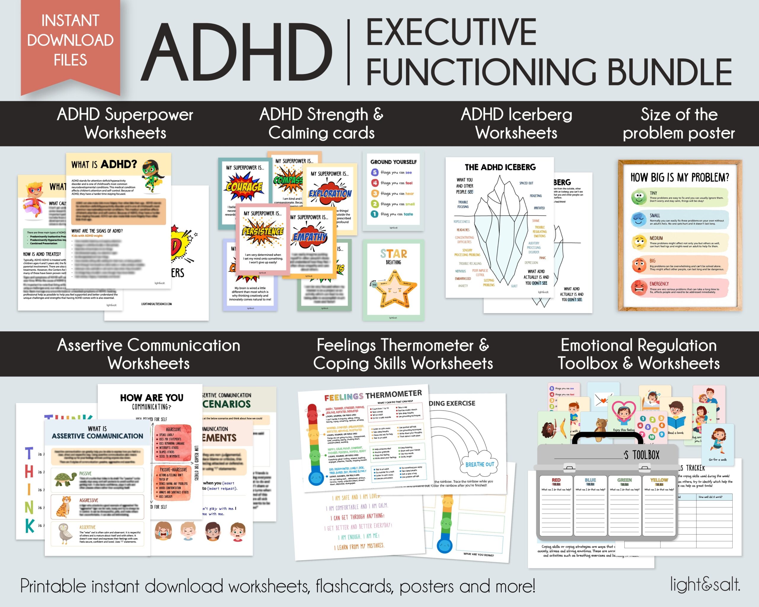 ADHD Executive Functioning Worksheet Bundle For Kids Worksheets 
