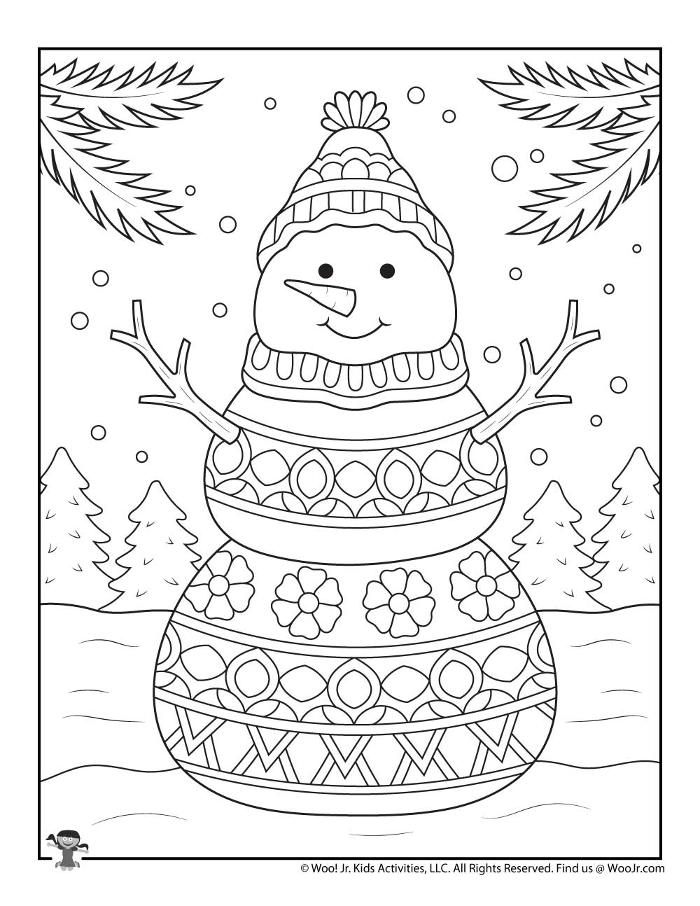 Adult Coloring Page Winter Landscape