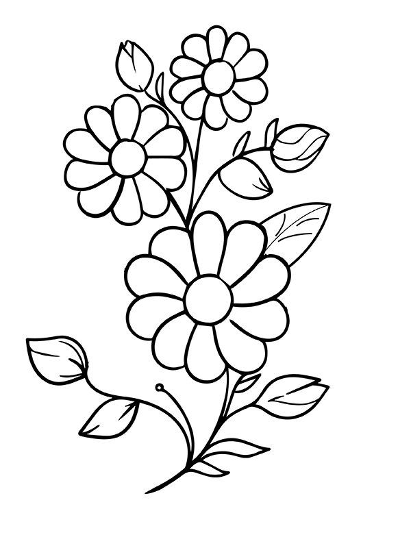 aesthetic flower coloring page