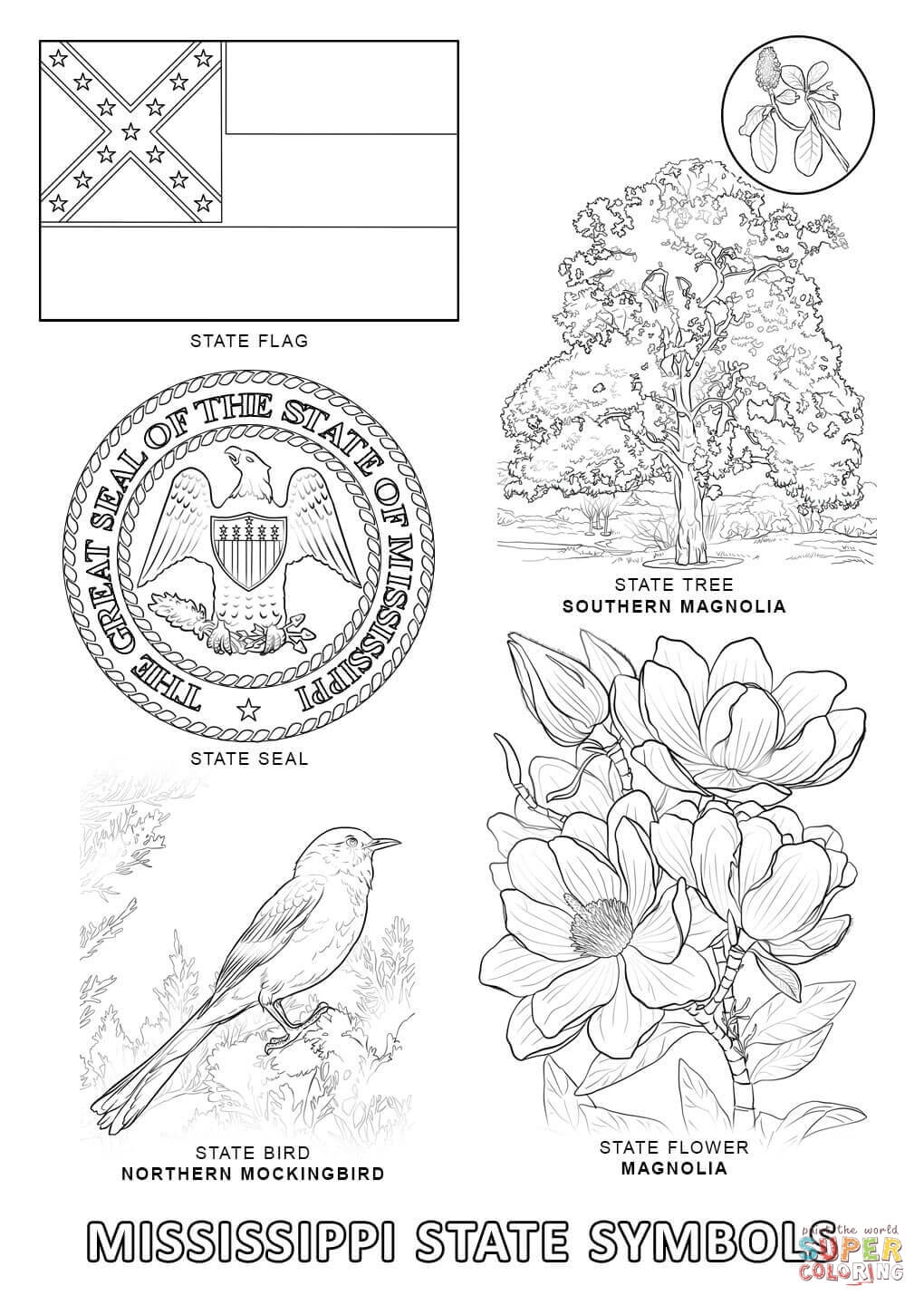 Alabama State Symbols Coloring Pages Coloring Home