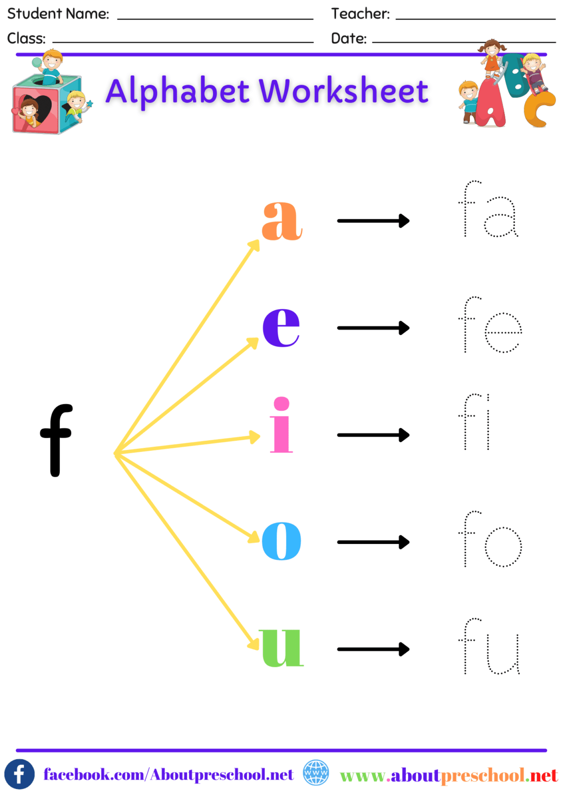 Alphabet F Worksheet About Preschool
