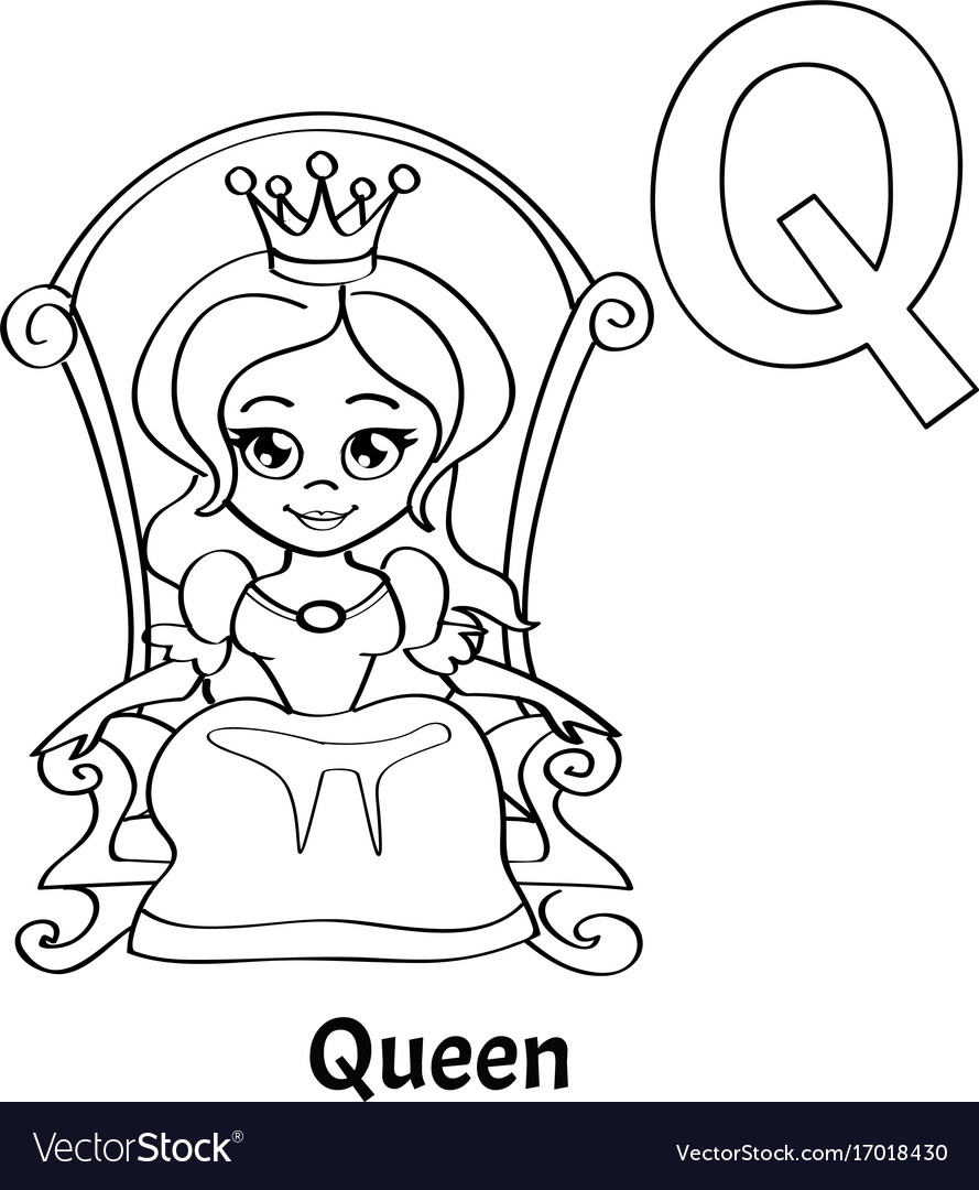 letter q for queen coloring page