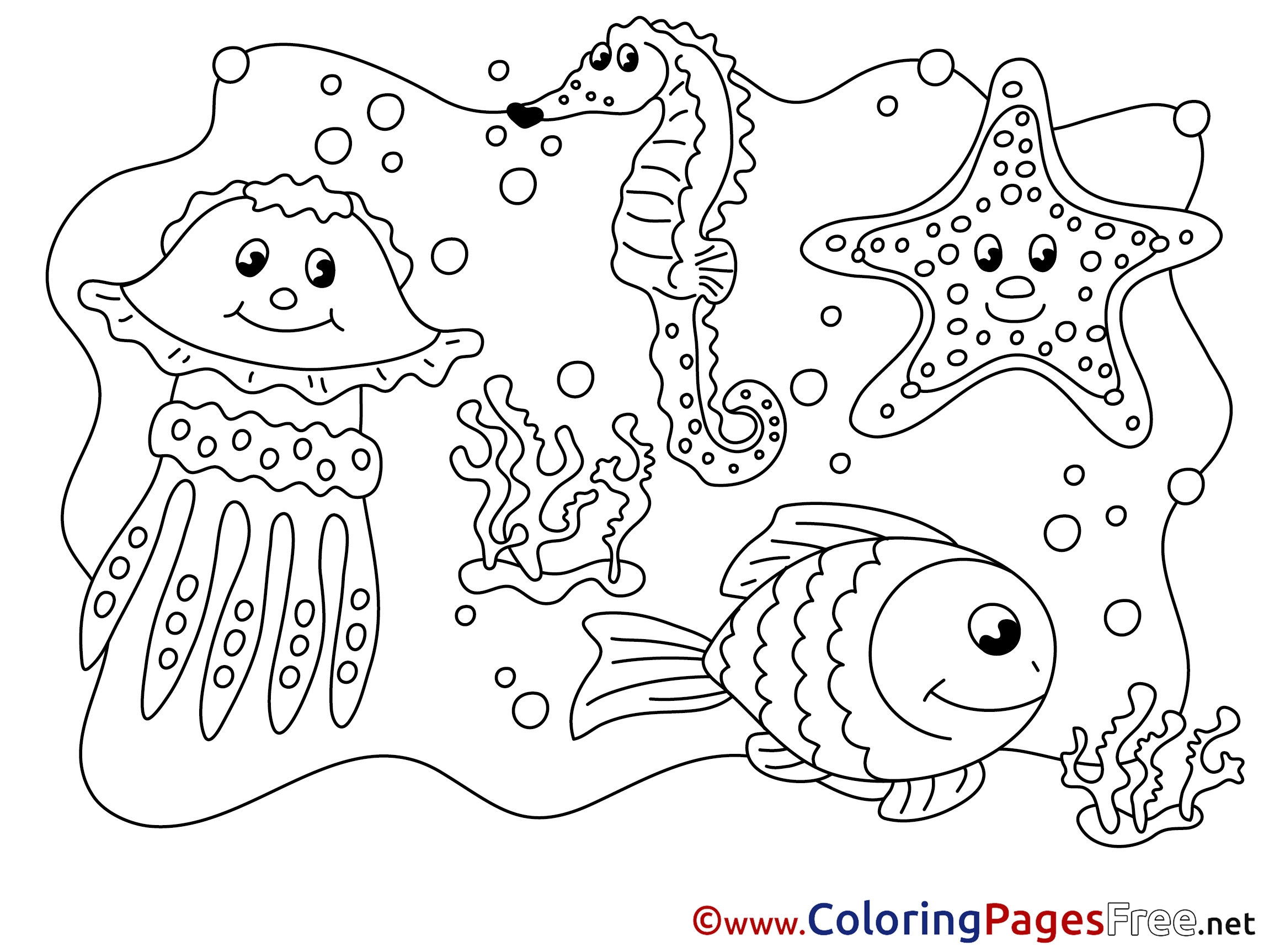 Animals In The Ocean Free Printable Coloring Sheets