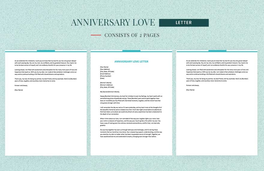 Anniversary Love Letter In Word Google Docs Pages Download