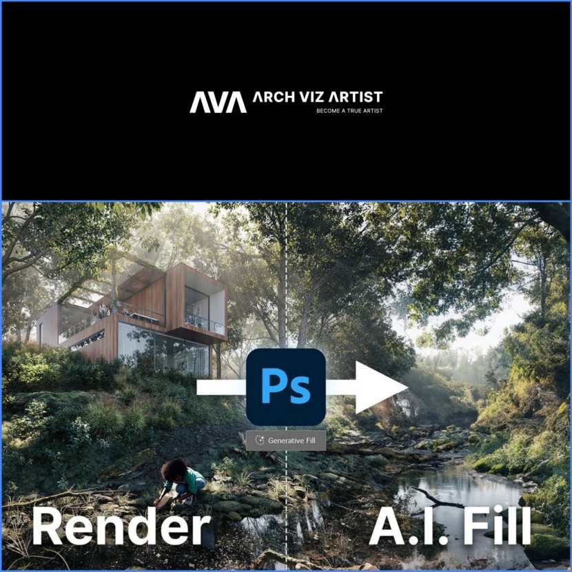 Arch Viz Artist How To Use AI Photoshop Tool To Generate Photo Fills