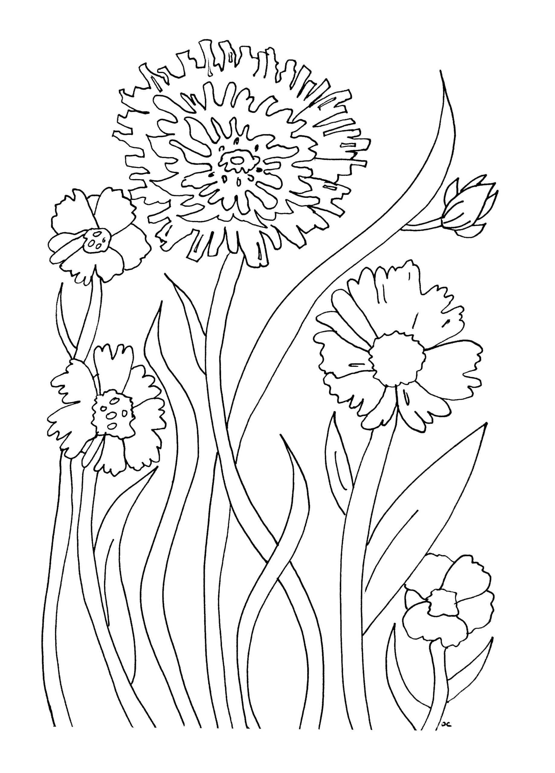 coloring page flowers easy