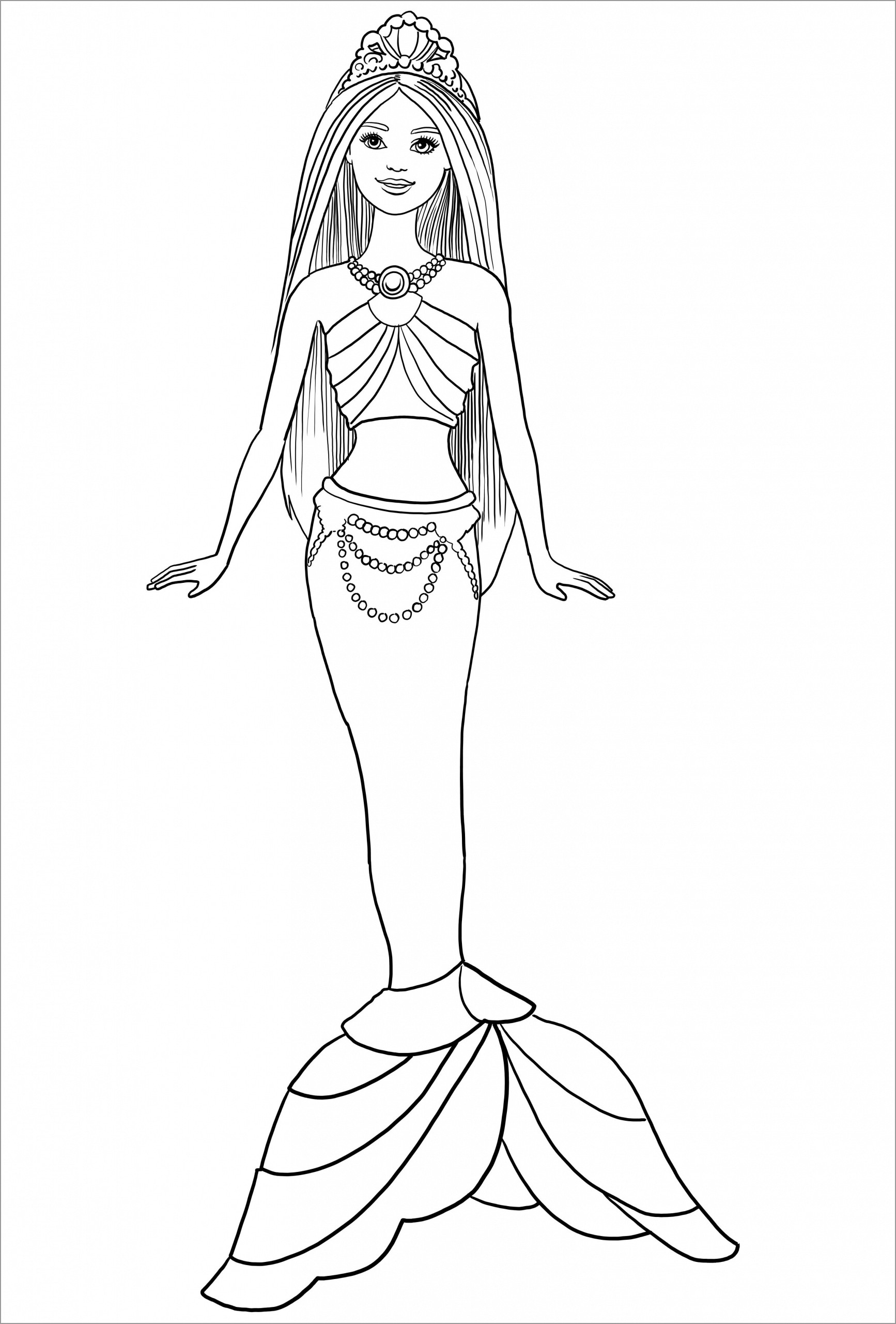 Beautiful Mermaid Barbie Coloring Page ColoringBay